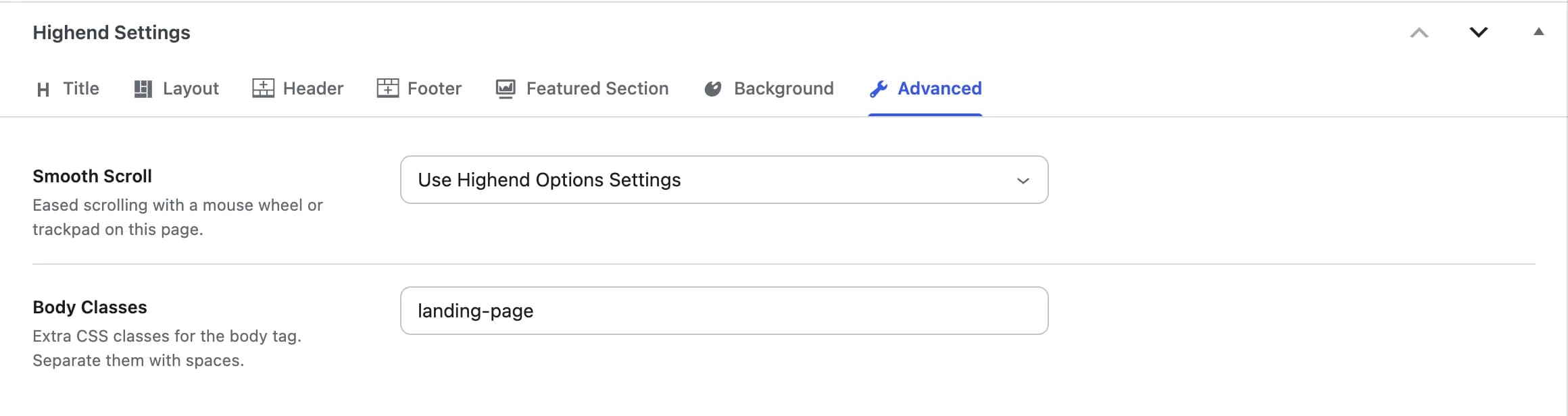 The Advanced tab