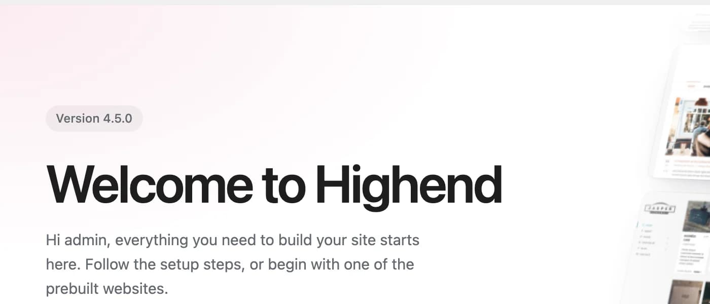The Highend About page showing the installed version number